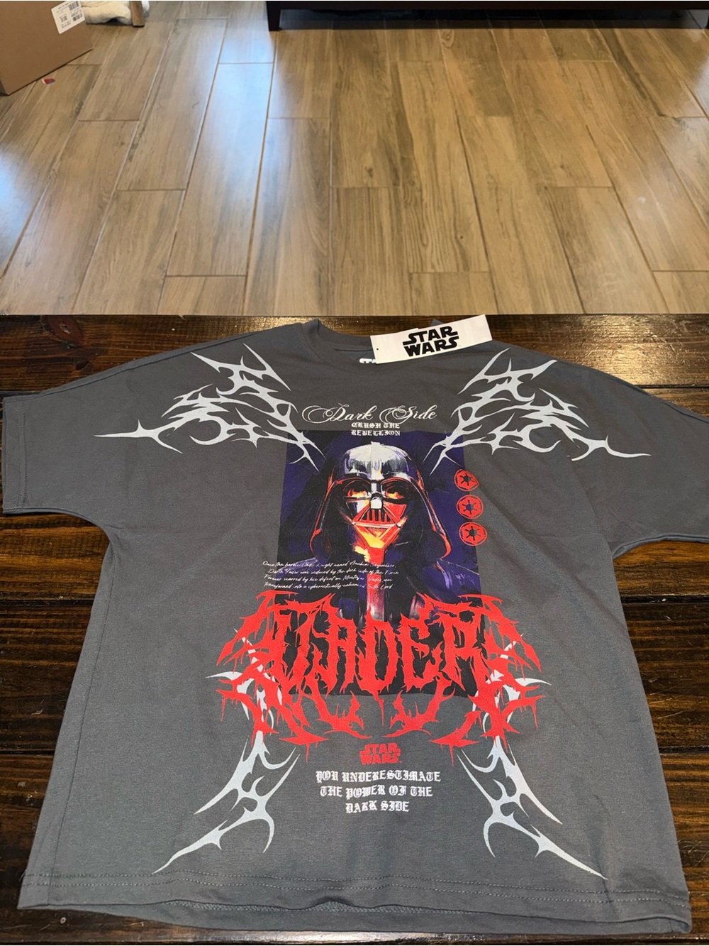 Star Wars men’s Darth Vader Graphic Tee - Gray with Red & White Accents
